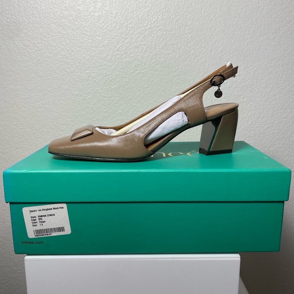 J.Renee Samina Mushroom Slingback Block Heels Size 7.5 NWT - Picture 1 of 15